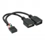 InLine USB 2.0 adapterkabel intern 2x USB Type-A bus / moederbord-header