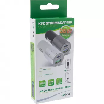 InLine USB-autolader voeding Quick Charge 3.0, zwart