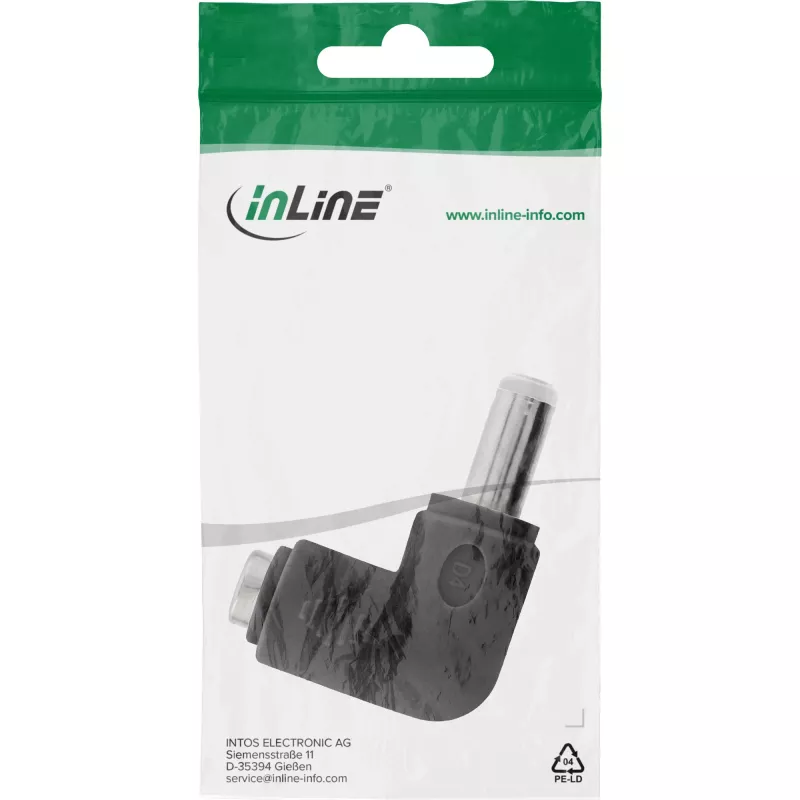 DC-adapter InLine 5,5×2,5 mm haakse stekker–bus, 5 V ingang, binnen, zwart