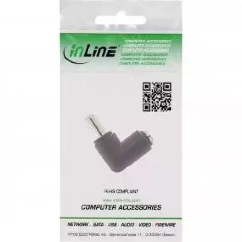 InLine DC-adapter 5,5x2,1 mm DC-stekker male/female haaks universeel zwart