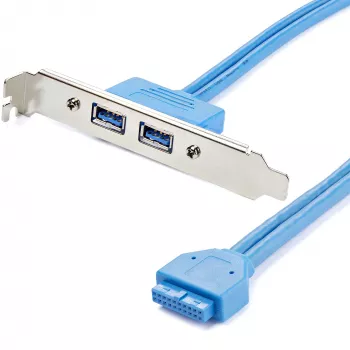 StarTech.com 2-poorts USB 3.0-A slotbeugeladapter, IDC, USB 3.2 Gen 1 (3.1 Gen 1), blauw, roestvrij staal, 0,5 m, CE, REACH, 500 mm