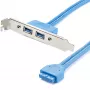 StarTech.com 2-poorts USB 3.0-A slotbeugeladapter, IDC, USB 3.2 Gen 1 (3.1 Gen 1), blauw, roestvrij staal, 0,5 m, CE, REACH, 500 mm