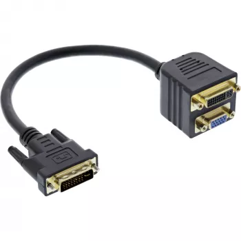 DVI-I adapterkabel InLine 17301 DVI-I stekker / DVI-I bus + S-VGA bus