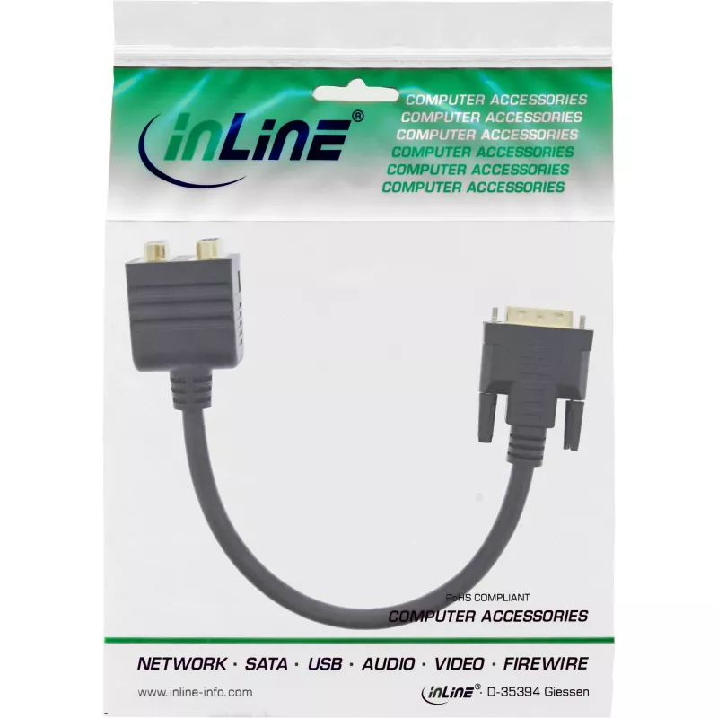 DVI-I adapterkabel InLine 17301 DVI-I stekker / DVI-I bus + S-VGA bus