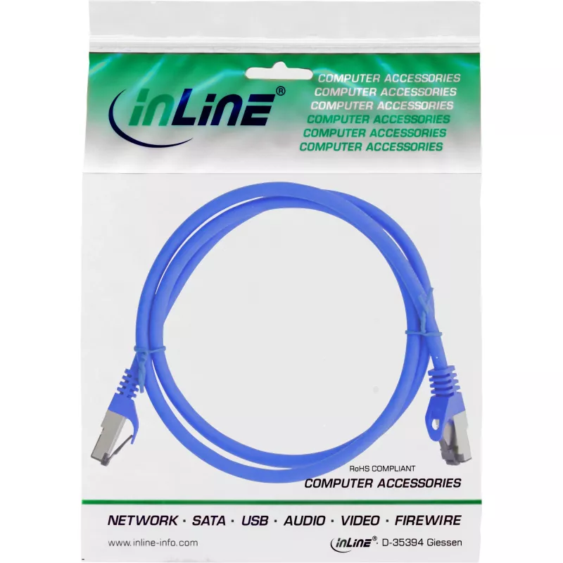 InLine patchkabel S/FTP PiMF Cat.8.1 halogeenvrij 2000MHz blauw, 2m