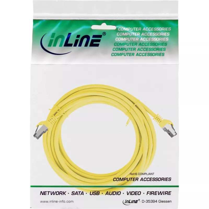 InLine patchkabel, S/FTP (PiMf), Cat.8.1, 2000 MHz, halogeenvrij, geel, 10 m