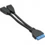 InLine USB 3.0 adapterkabel intern 2x USB Type-A bus / moederbord-header