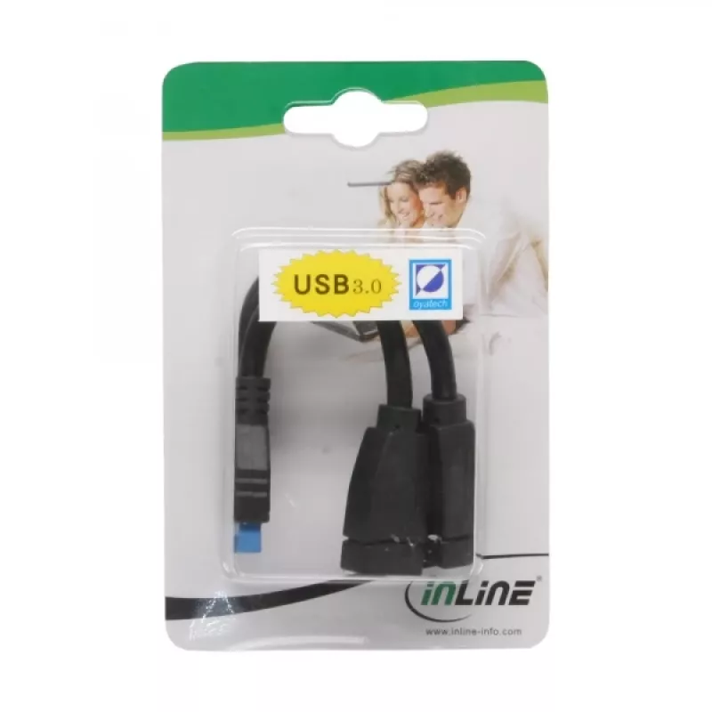 InLine USB 3.0 adapterkabel intern 2x USB Type-A bus / moederbord-header