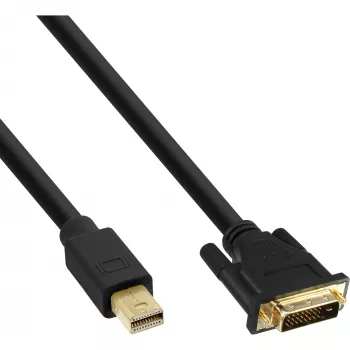 InLine Mini DisplayPort stekker naar DVI-D 24+1 stekker kabel, zwart/goud, 0,5m