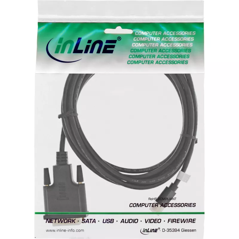 InLine Mini DisplayPort stekker naar DVI-D 24+1 stekker kabel, zwart/goud, 0,5m