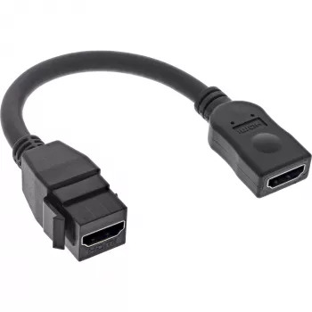 InLine HDMI keystone adapterkabel 4K/60Hz, HDMI A bus/bus, zwart, 0,2m