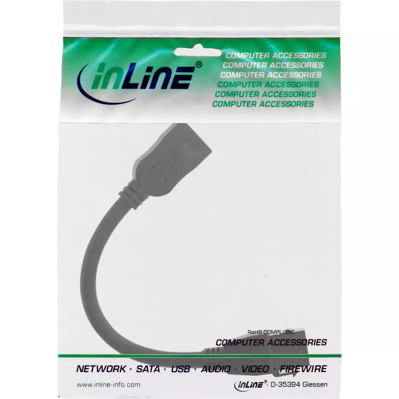 InLine HDMI keystone adapterkabel 4K/60Hz, HDMI A bus/bus, zwart, 0,2m