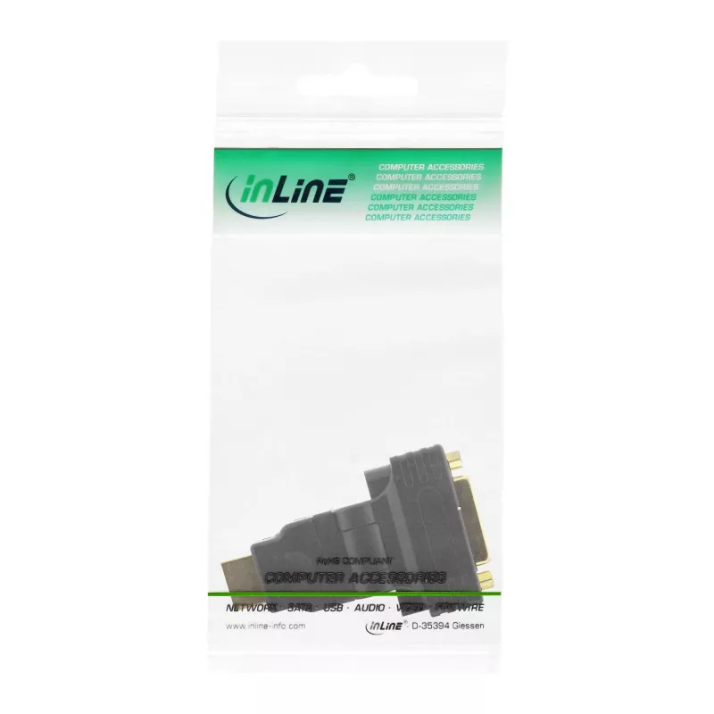 InLine HDMI naar DVI adapter HDMI stekker / 24+1 bus 180° haaks verguld