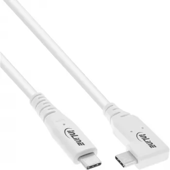 InLine USB4-kabel, USB-C, eenzijdig haaks, PD 240W, 8K60Hz, TPE, wit, 2m