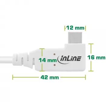 InLine USB4-kabel, USB-C, eenzijdig haaks, PD 240W, 8K60Hz, TPE, wit, 2m