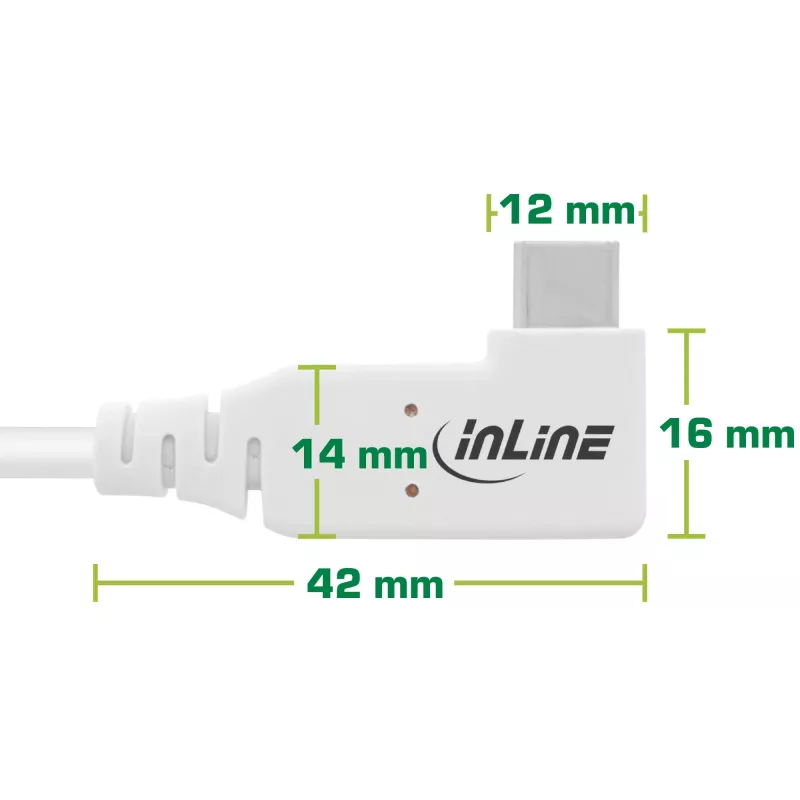 InLine USB4-kabel, USB-C, eenzijdig haaks, PD 240W, 8K60Hz, TPE, wit, 1m