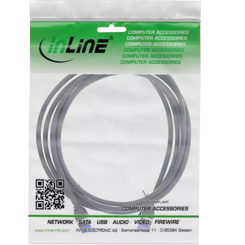 InLine slanke patchkabel, Cat.6A, S/FTP, TPE (LSZH) flexibel, PoE, zwart, 15 m