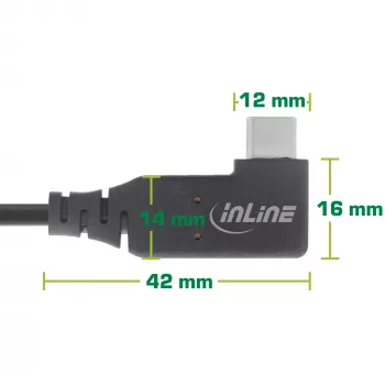 InLine USB4-kabel, USB-C, eenzijdig haaks, PD 240W, 8K60Hz, TPE, zwart, 1,5 m