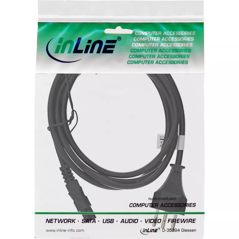 InLine stroomkabel voor notebook Zwitserland 3-pins aansluiting 2m