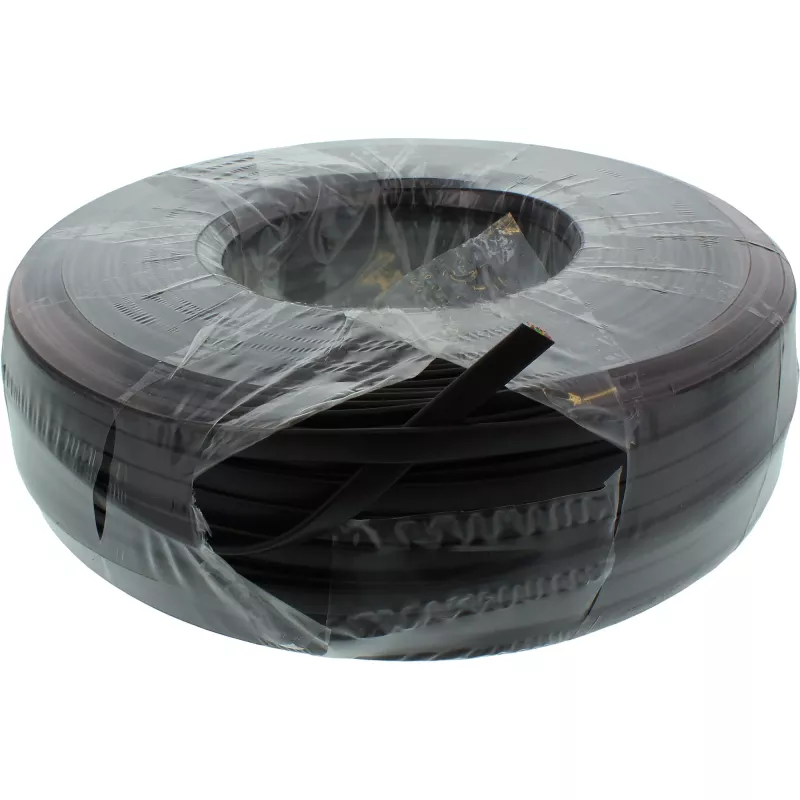 InLine modulair kabel 6-aderige lintkabel zwart 100m ring