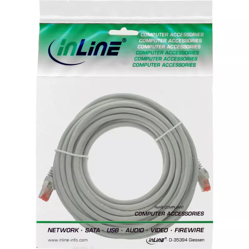 InLine patchkabel S/FTP PiMF Cat.6 250MHz PVC koper grijs 20m