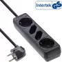 InLine stekkerdoos, 4-voudig, 2x CEE7/3 + 2x Euro CEE 7/16, zwart, 5m