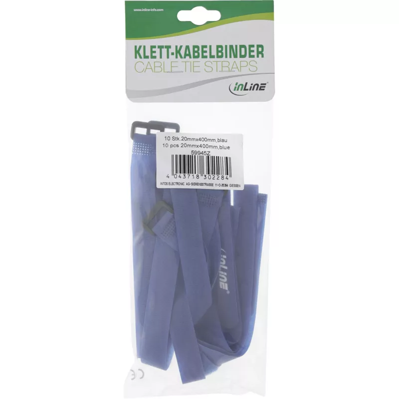 InLine kabelbinder klittenband 20 x 400 mm 10 stuks blauw