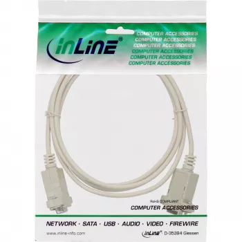 Nullmodemkabel InLine 9-polig bus/bus geklemd 2 m beige