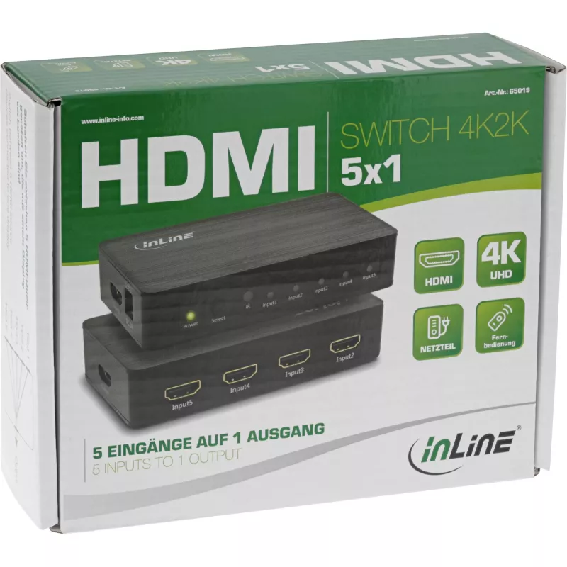 InLine HDMI-switch 5-poorts 4K2K@60Hz HDCP 2.2 zwart