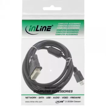 InLine HDMI-DVI-kabel 19-pins stekker / 18+1 stekker + ferrietkern zwart 1,8 m