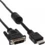 InLine HDMI-DVI-kabel 19-pins stekker / 18+1 stekker + ferrietkern zwart 5m