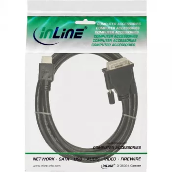 InLine HDMI-DVI-kabel 19-pins stekker / 18+1 stekker + ferrietkern zwart 5m