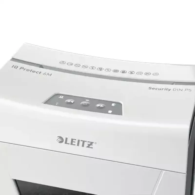 Leitz IQ Protect Premium 6M papiervernietiger 80950000, P5 microsnippers, 6 vel, 18 l, touchbediening, wit/grijs