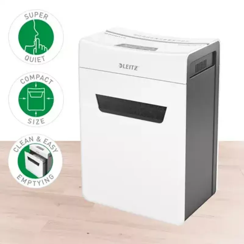 Leitz IQ Protect Premium 6M papiervernietiger 80950000, P5 microsnippers, 6 vel, 18 l, touchbediening, wit/grijs