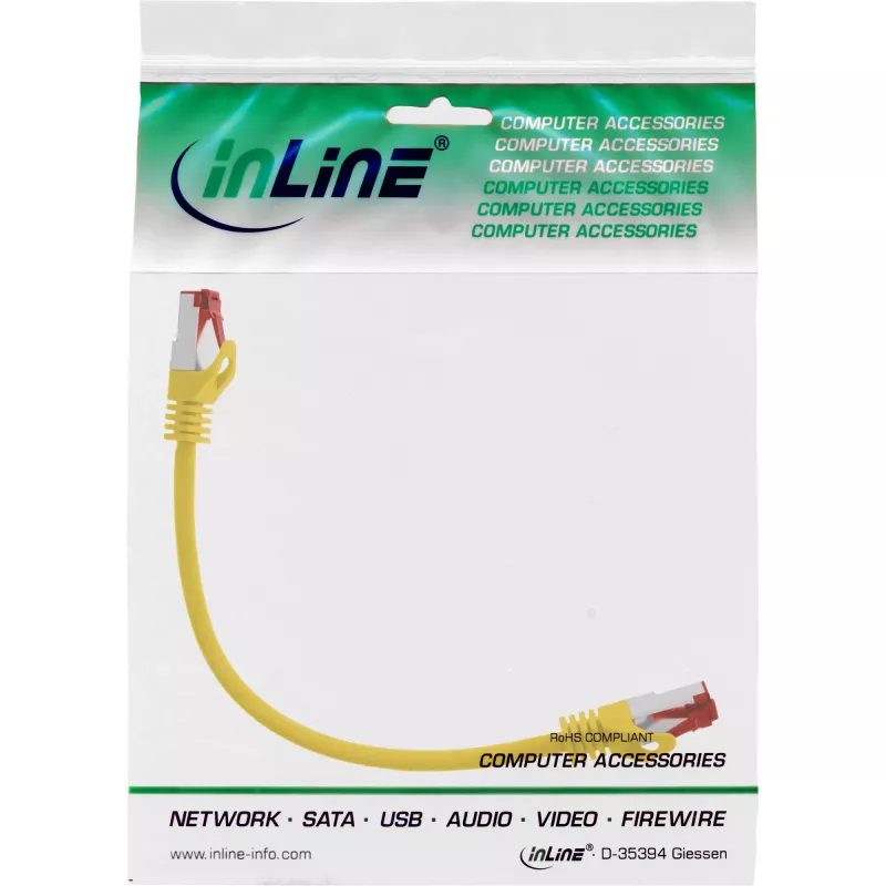 InLine patchkabel S/FTP PiMF Cat.6 250MHz PVC CCA geel 0.25m