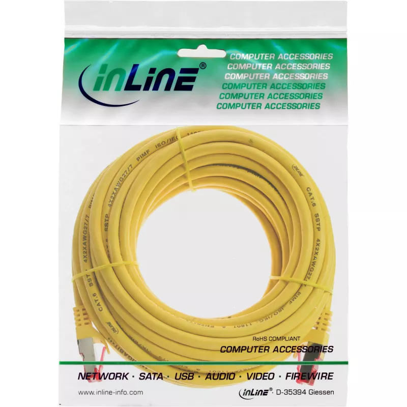 InLine patchkabel S/FTP PiMF Cat.6 250MHz PVC CCA geel 7,5m