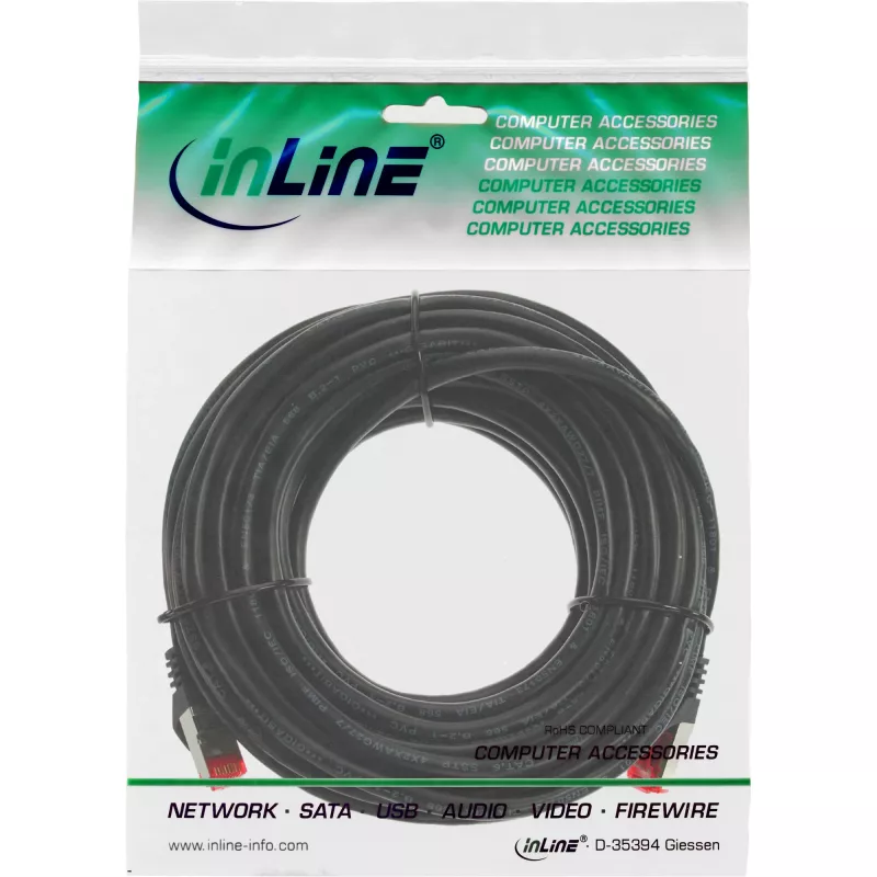 InLine patchkabel S/FTP PiMF Cat.6 250MHz PVC CCA zwart 10m