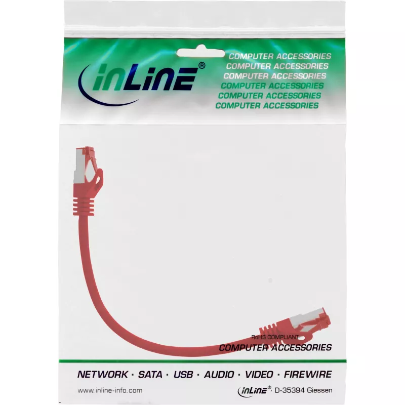 InLine patchkabel S/FTP PiMF Cat.6 250MHz PVC CCA rood 0,25m
