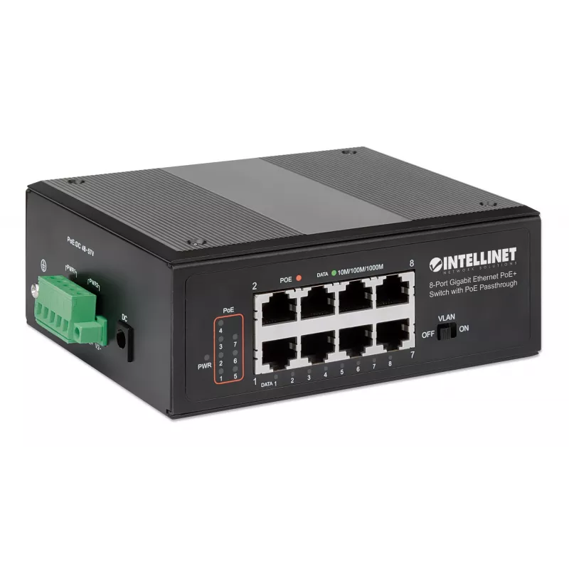 Industriële switch Intellinet 8-poorts Gigabit Ethernet PoE+