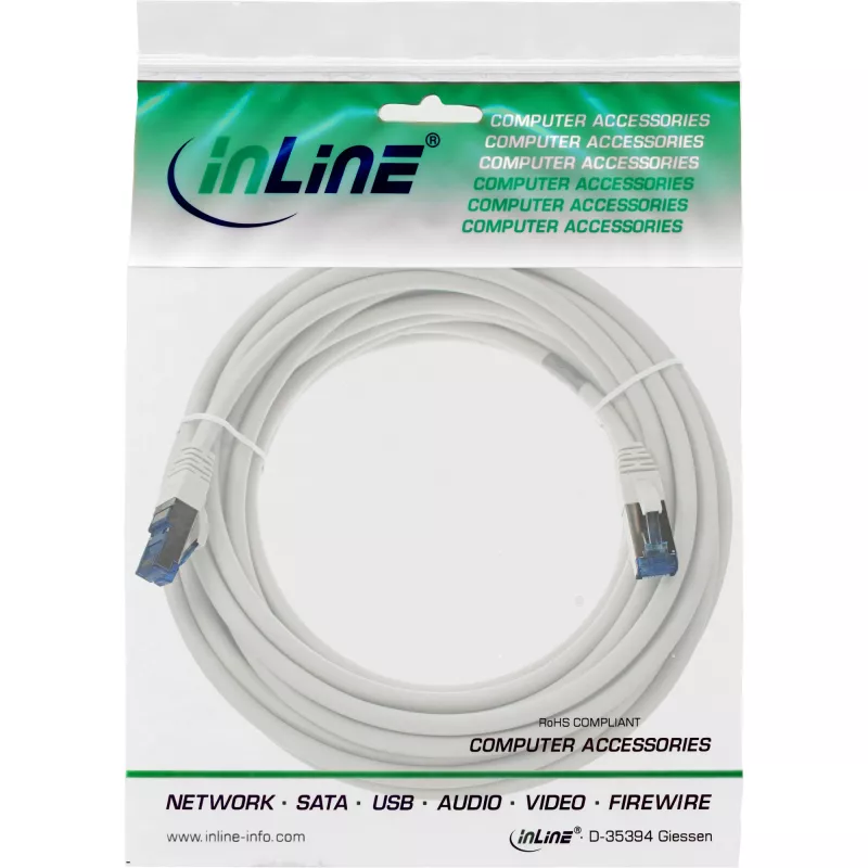 InLine patchkabel S/FTP PiMF Cat.6A halogeenvrij 500MHz wit 7,5 m