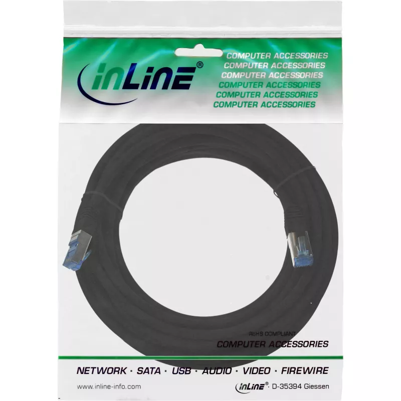Patchkabel InLine Cat.6A S/FTP PiMF 500MHz halogeenvrij RJ45–RJ45 7,5m zwart