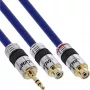 InLine audiokabel premium 2x RCA female / 3,5 mm male goud gecoat 0,25 m