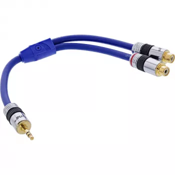 InLine audiokabel premium 2x RCA female / 3,5 mm male goud gecoat 0,25 m