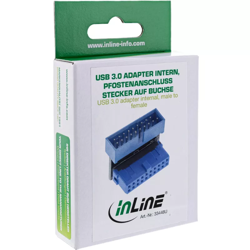 InLine USB 3.0 adapter intern, stekker-/busverbinding, naar beneden gehoekt