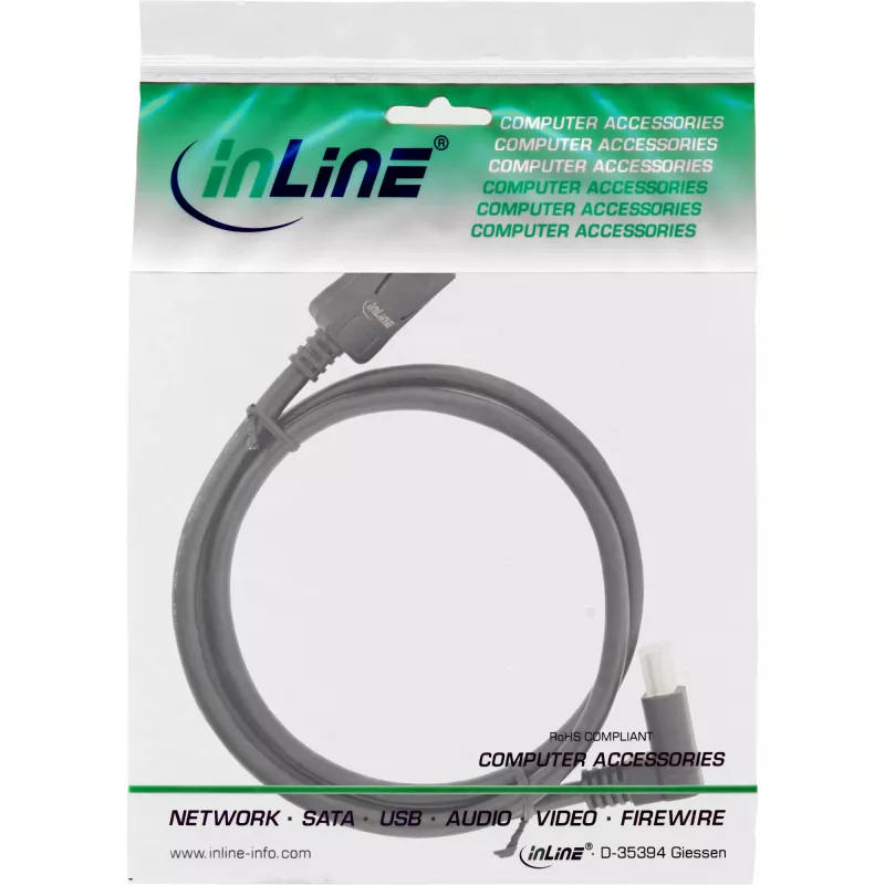 InLine DisplayPort 1.4-kabel, 8K4K, gehoekt, zwart/goud, 5 m