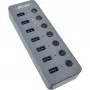 InLine USB 3.2 Gen.1 hub, 7-poorts, met schakelaar, aluminium, grijs, met voeding