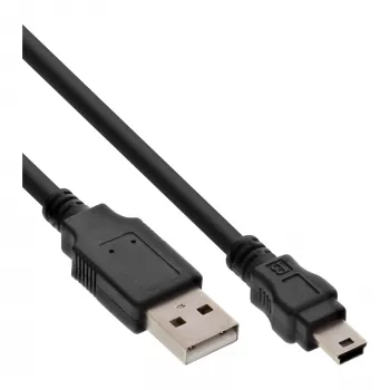 InLine USB 2.0 mini-kabel, USB Type-A stekker / mini B stekker, 5-pins, zwart, 2 m