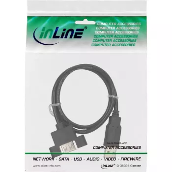 InLine 100 stuks bulkverpakking USB 2.0 kabel A stekker naar A bus voor slotbeugel 0,6 m