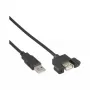 InLine USB 2.0-kabel A male naar A female voor slotbracket, 0,6 m, zwart, bulkverpakking van 120 stuks