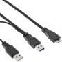 InLine USB 3.2 Gen.1 Y-kabel 2x Type-A-stekker / micro-B-stekker, zwart, 1,5m